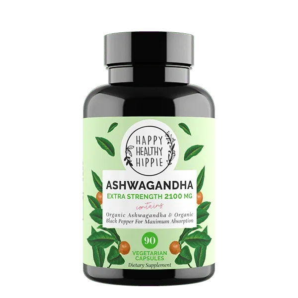 Happy Healthy Hippie Extra Strength Organic Ashwagandha with Organic Black Pepper