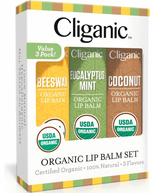 Cliganic Organic Lip Balm Set 3pk