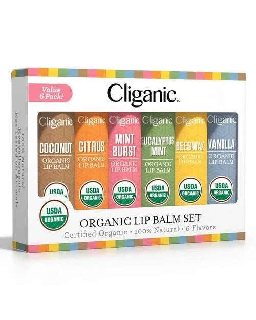 Cliganic Organic Lip Balm Set 6pk