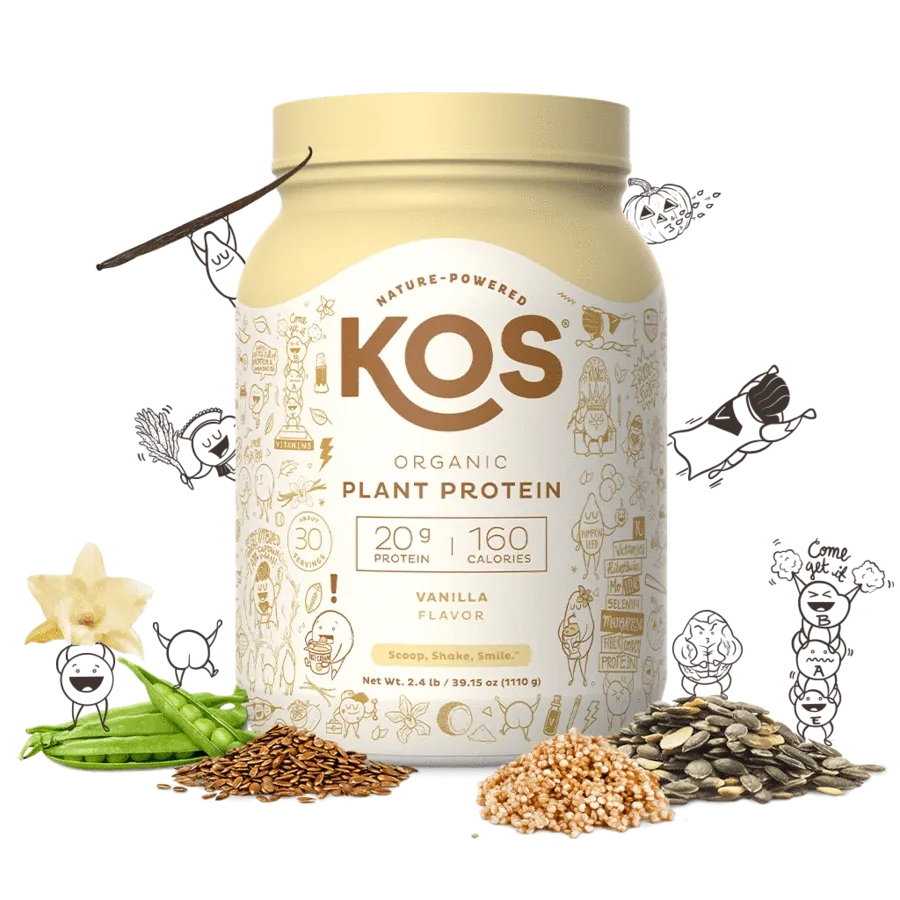 KOS Organic Plant Protein Powder, Vanilla-20.6oz